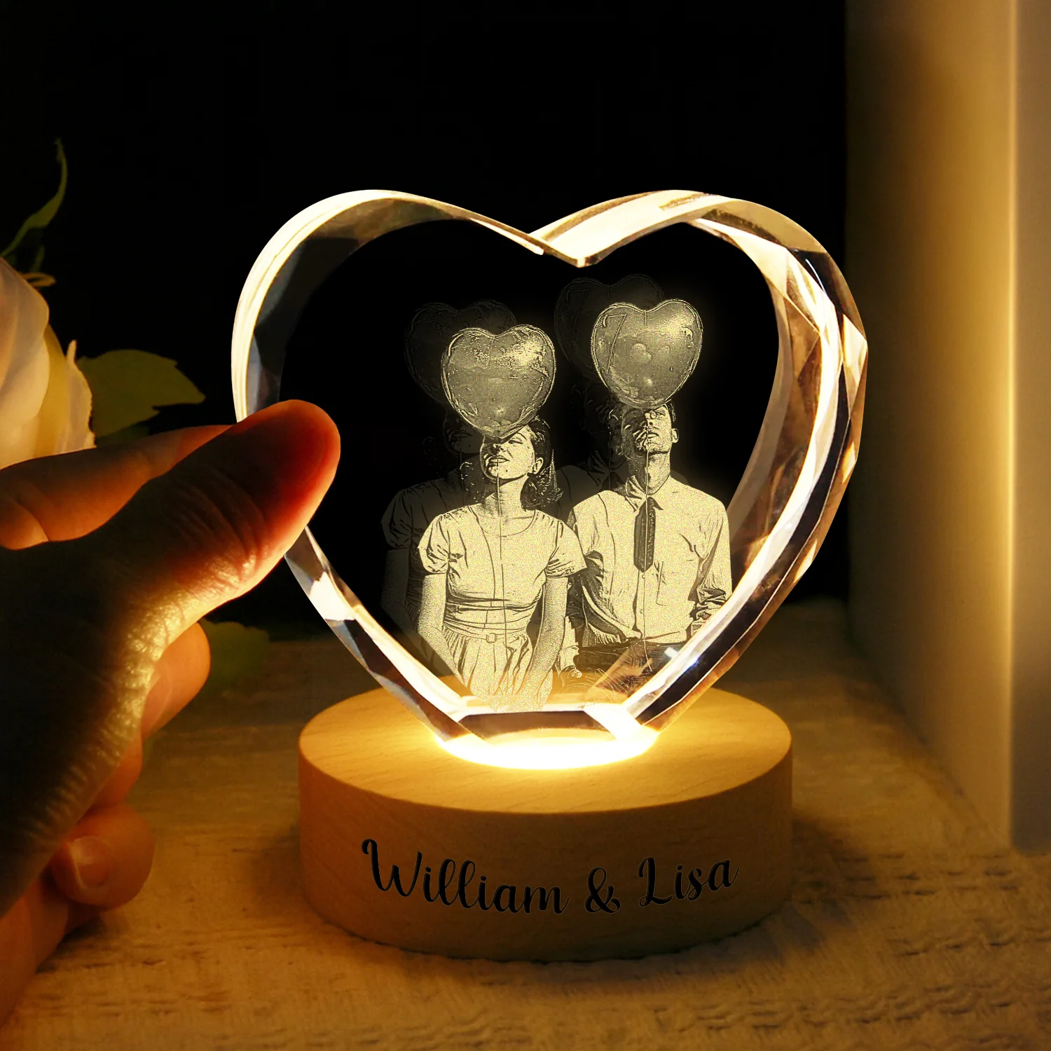 Custom Couple Photo Engraved Crystal Photo With Light HA75 898204 - Image 10