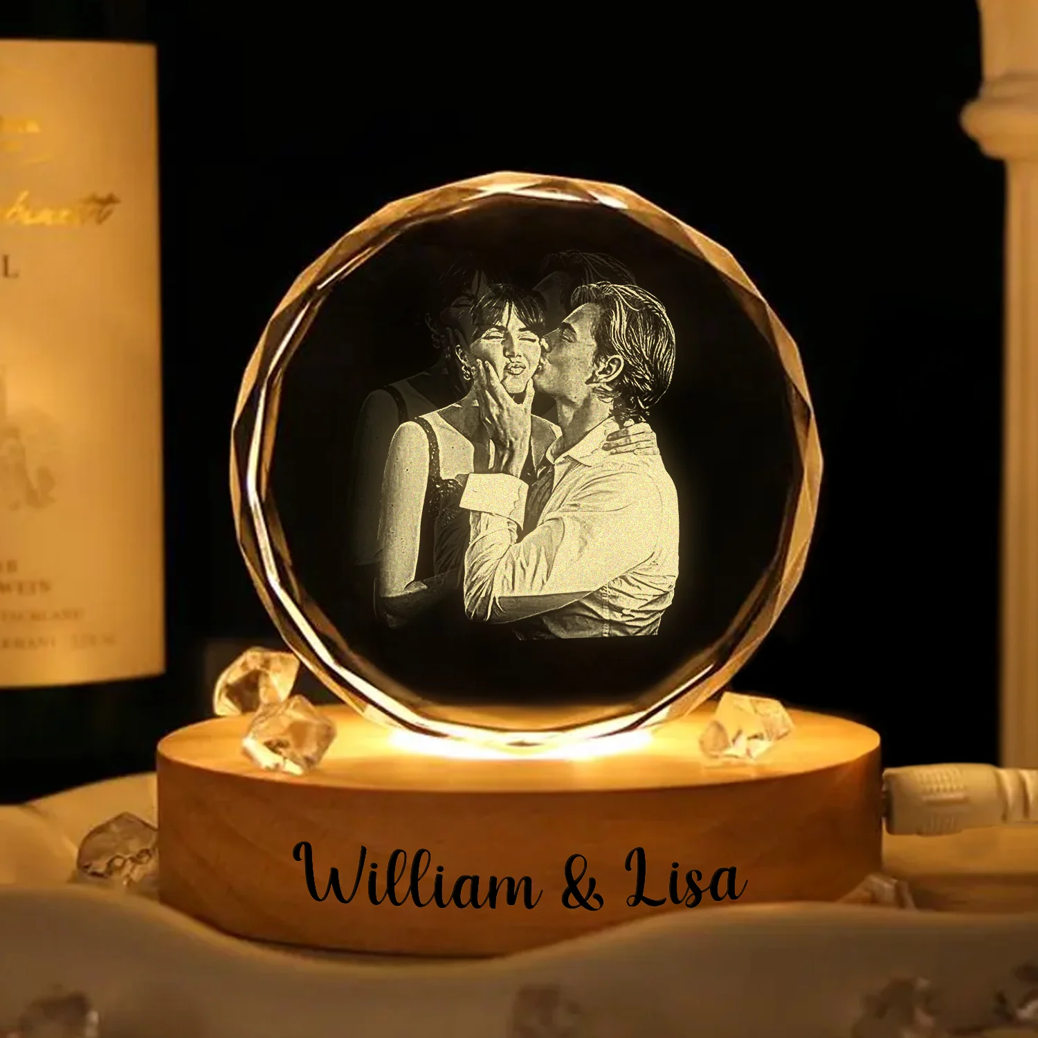 Custom Couple Photo Engraved Crystal Photo With Light HA75 898204 - Image 11