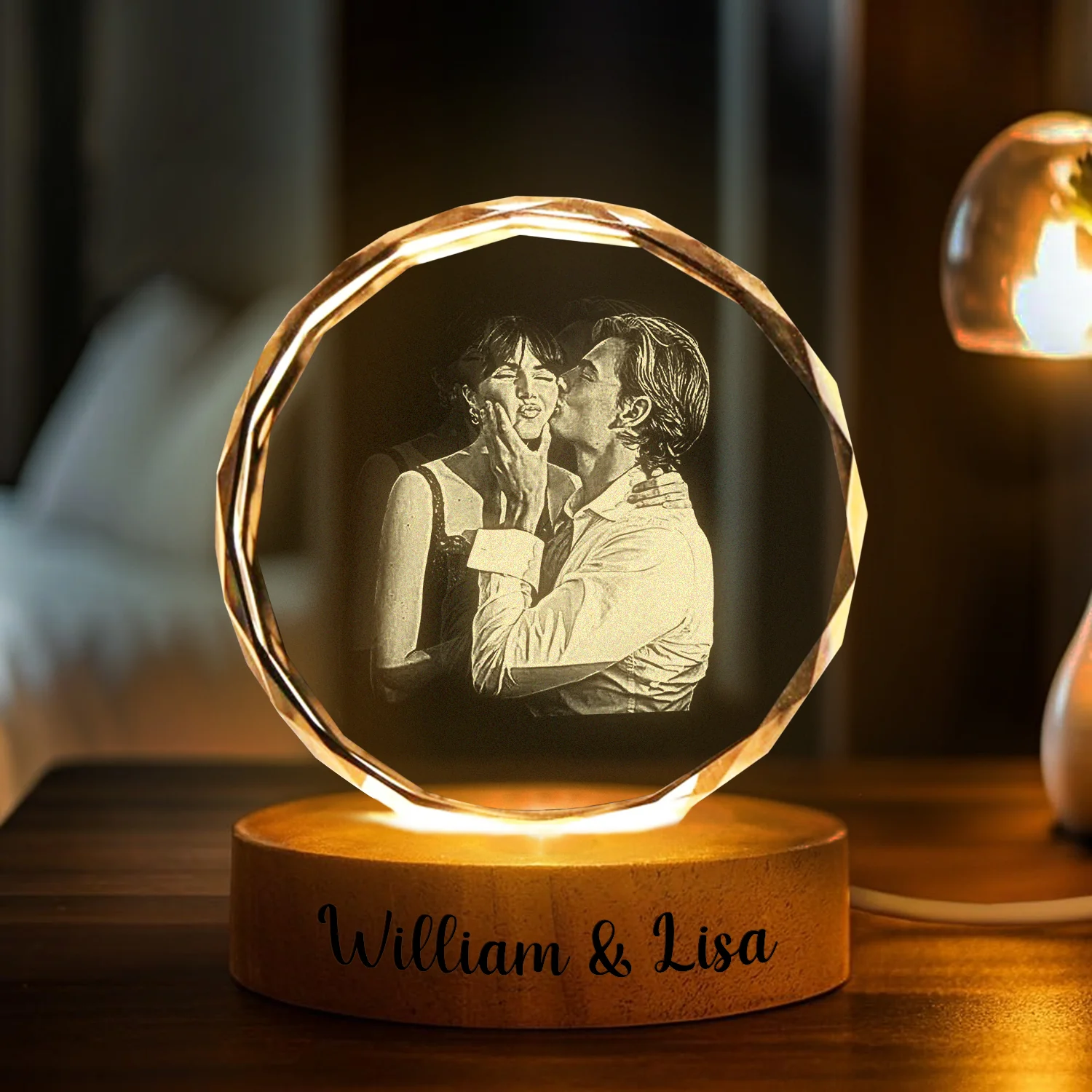 Custom Couple Photo Engraved Crystal Photo With Light HA75 898204 - Image 3