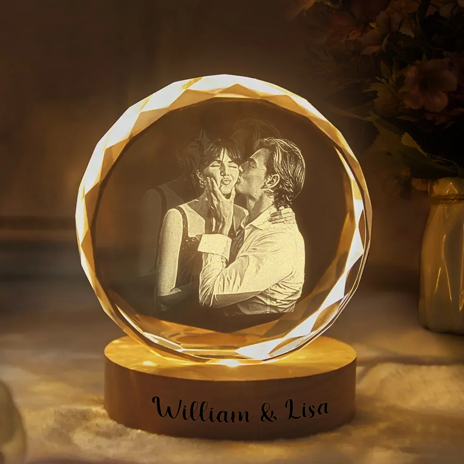 Custom Couple Photo Engraved Crystal Photo With Light HA75 898204 - Image 5