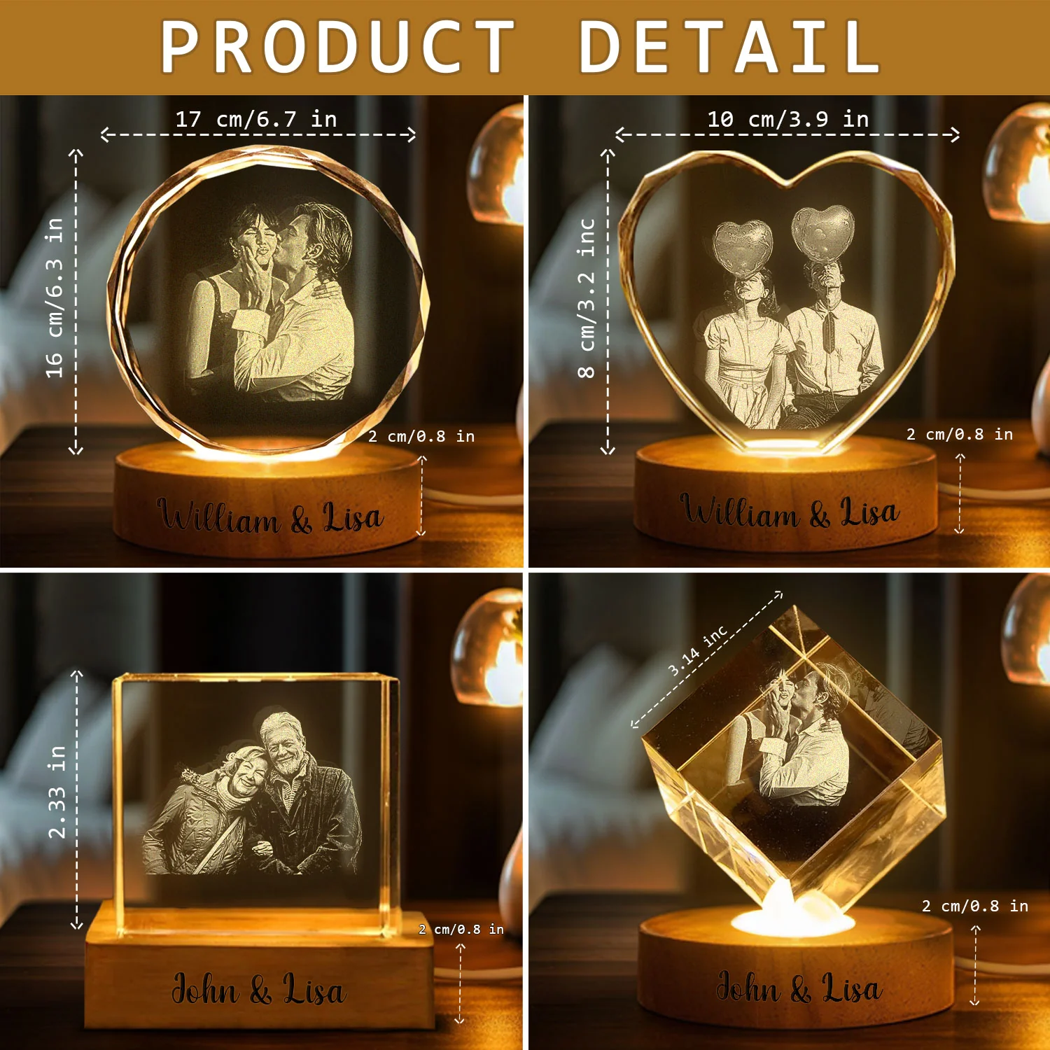 Custom Couple Photo Engraved Crystal Photo With Light HA75 898204 - Image 6