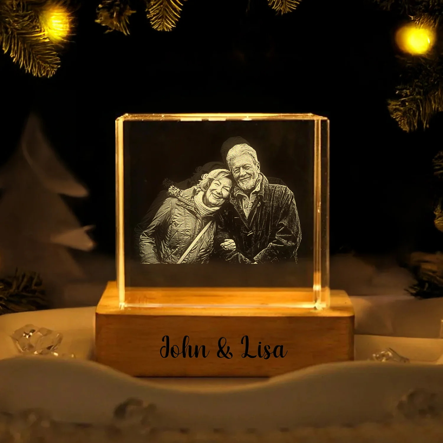 Custom Couple Photo Engraved Crystal Photo With Light HA75 898204 - Image 8