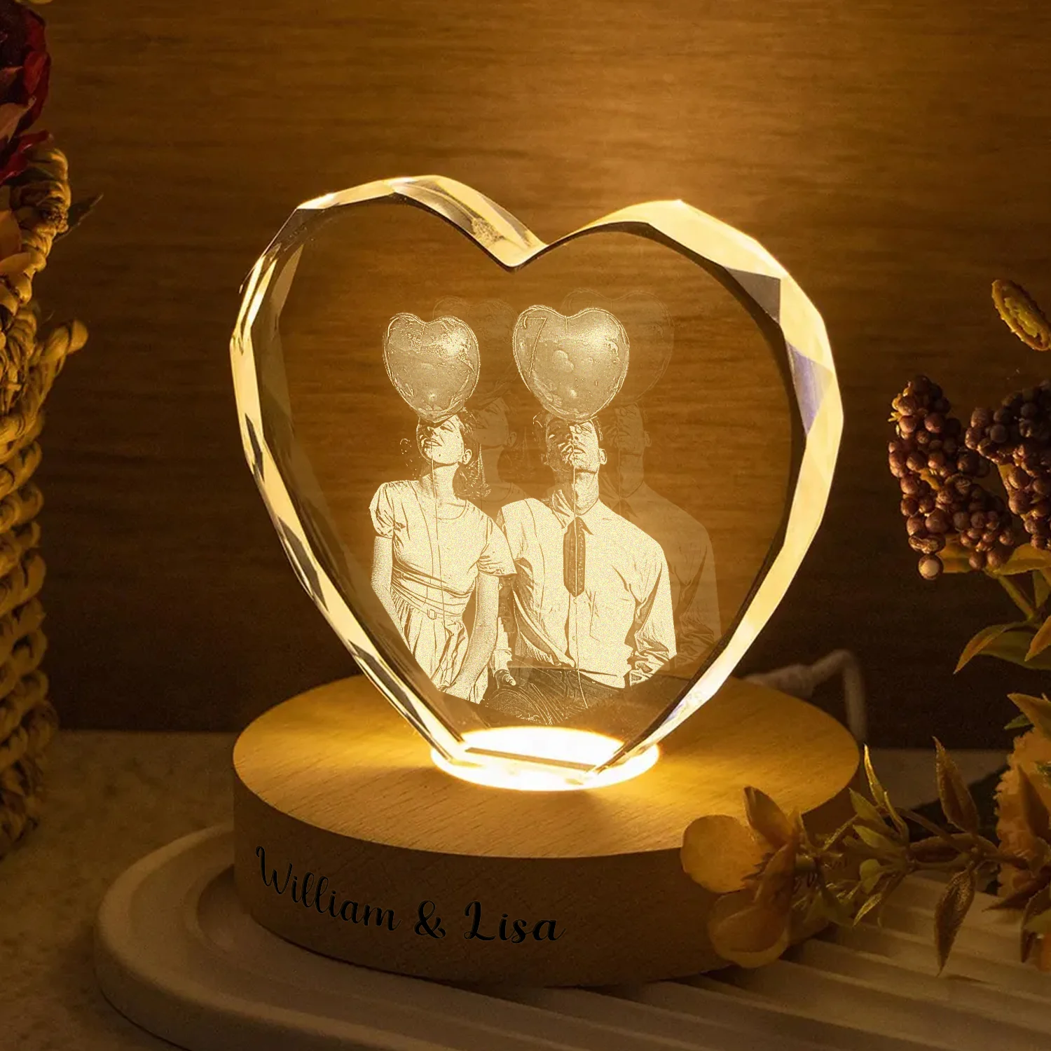 Custom Couple Photo Engraved Crystal Photo With Light HA75 898204 - Image 9