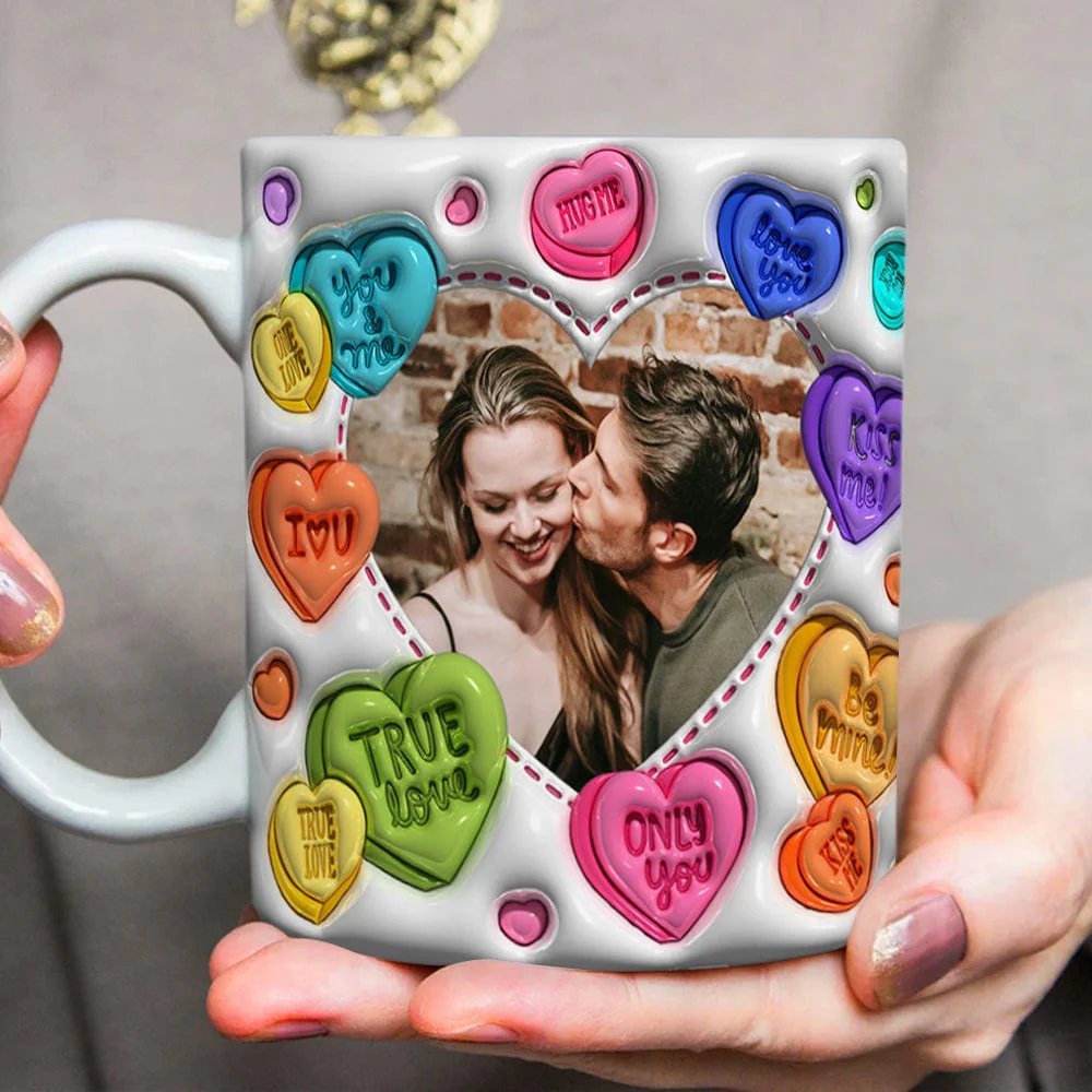 Custom Couple Photo With Heart Pattern 3D Inflated Mug Valentine Gift HA75 891778 - Image 2