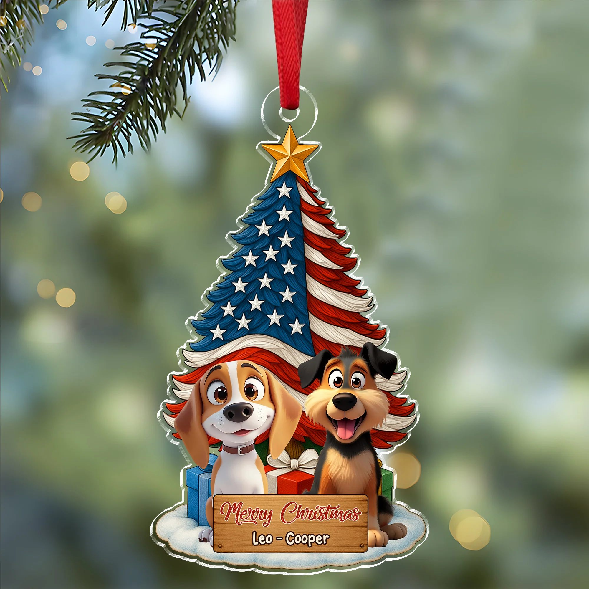 Custom Cute 3D Dog US Flag Christmas Tree Acrylic Ornament For Dog Lovers HA75 898066 - Image 8