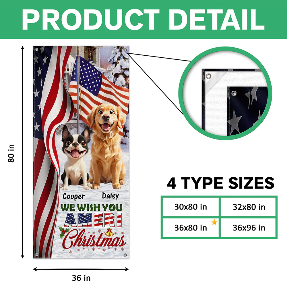 Custom Cute 3D Dog We Wish You Ameri Christmas Decoration Door Cover HA75 898084 - Image 7