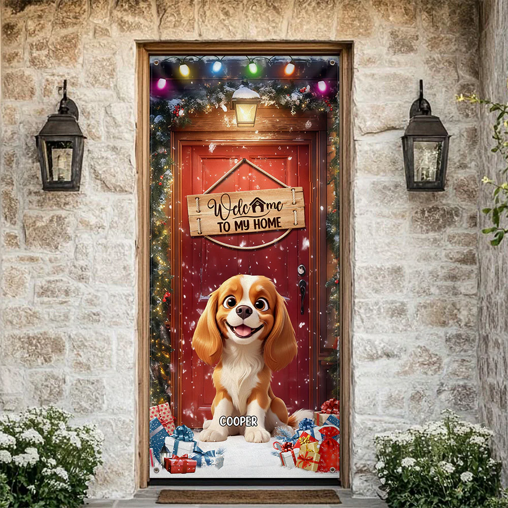Custom Cute 3D Dog Welcome To Our Home Christmas Decoration Door Cover HA75 898086 - Image 3