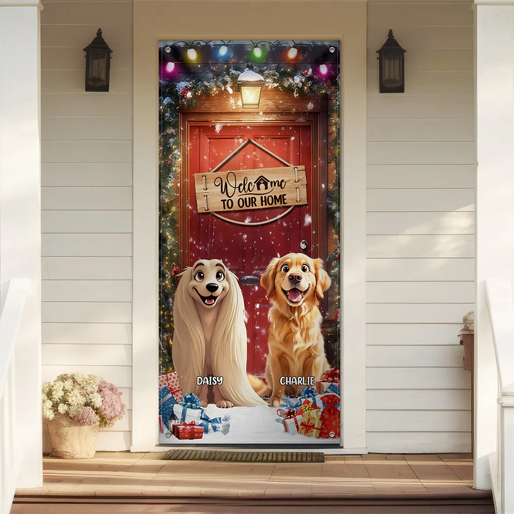 Custom Cute 3D Dog Welcome To Our Home Christmas Decoration Door Cover HA75 898086 - Image 8