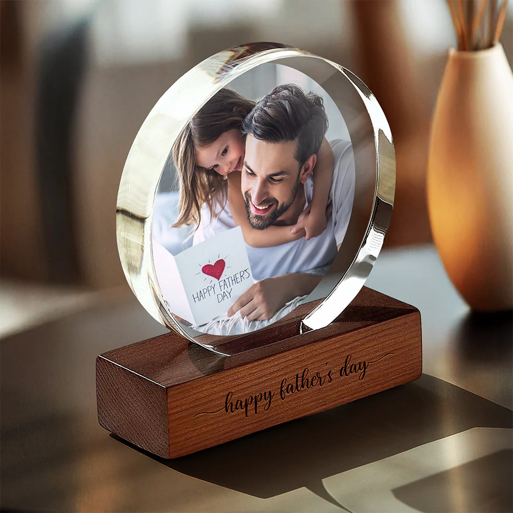 Custom Dad & Kid Photo Round Acrylic Frame Block Father's Day Gift For Dad HA75 892378 - Image 10