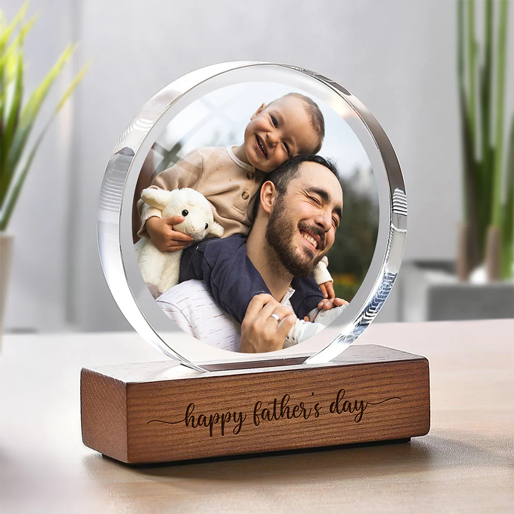 Custom Dad & Kid Photo Round Acrylic Frame Block Father's Day Gift For Dad HA75 892378 - Image 3