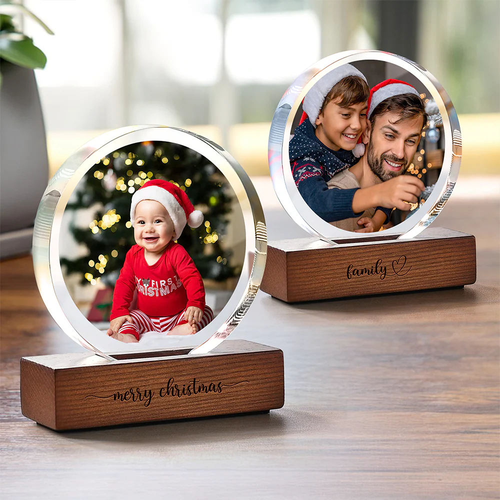 Custom Dad & Kid Photo Round Acrylic Frame Block Father's Day Gift For Dad HA75 892378 - Image 4