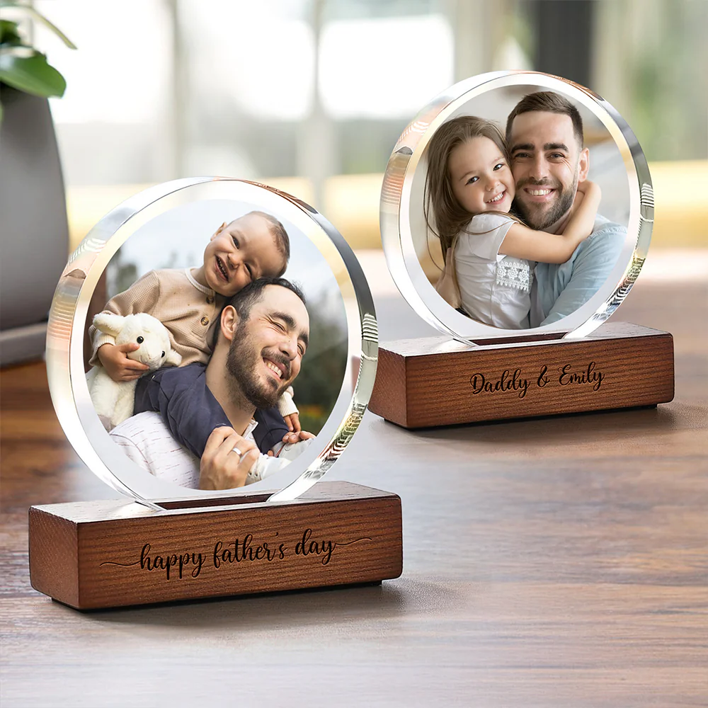 Custom Dad & Kid Photo Round Acrylic Frame Block Father's Day Gift For Dad HA75 892378 - Image 8