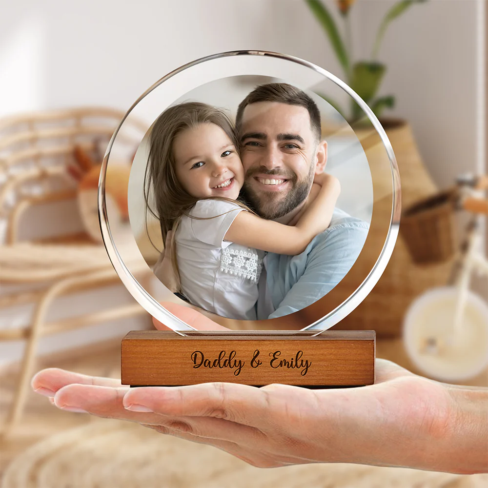 Custom Dad & Kid Photo Round Acrylic Frame Block Father's Day Gift For Dad HA75 892378 - Image 9