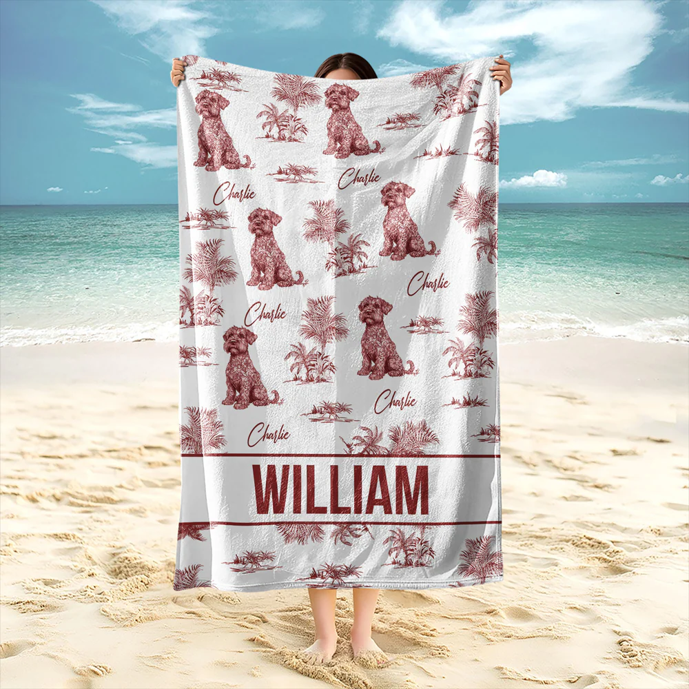 Custom Dog Breeds Chinoiserie Toile De Jouy Style Personalized Beach Towel HA75 892580 - Image 6
