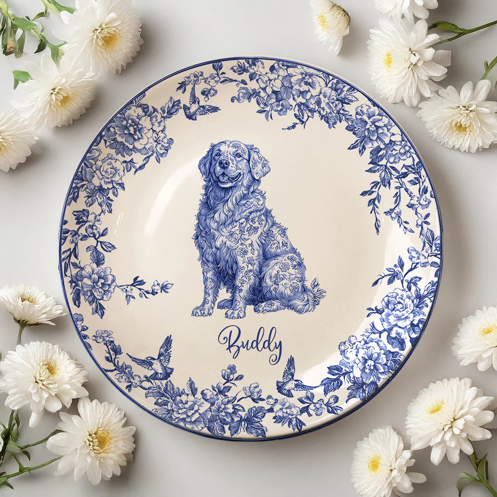 Custom Dog Breeds Chinoiserie Toile De Jouy Style Personalized Ceramic Plate HA75 892532 - Image 6