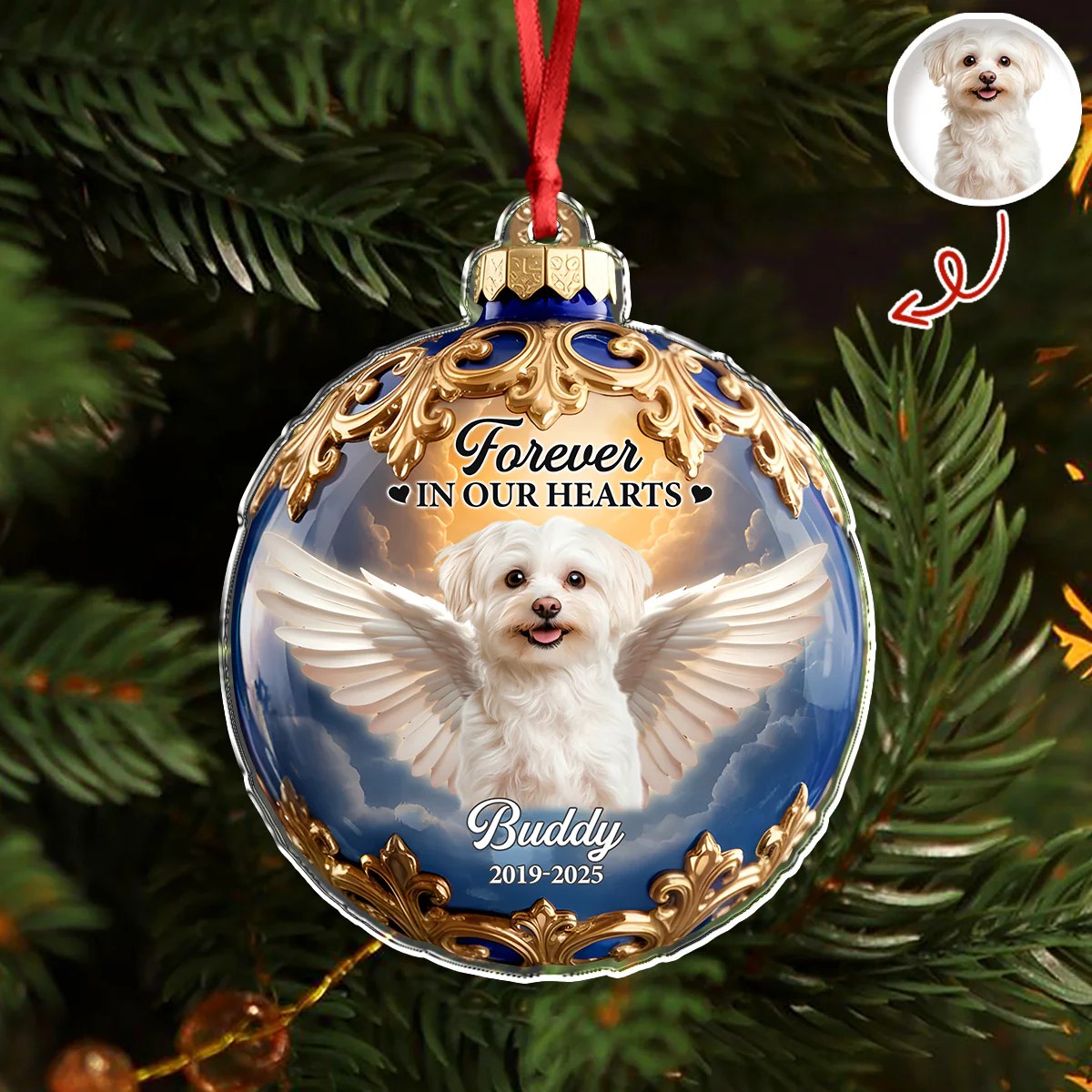 Custom Dog Cat Photo Forever In My Heart Memorial Acrylic Ornament HA75 897894 - Image 6