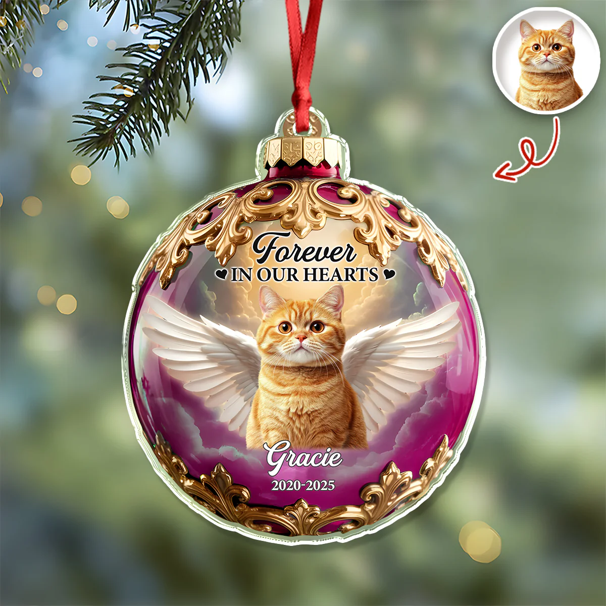 Custom Dog Cat Photo Forever In My Heart Memorial Acrylic Ornament HA75 897894 - Image 8