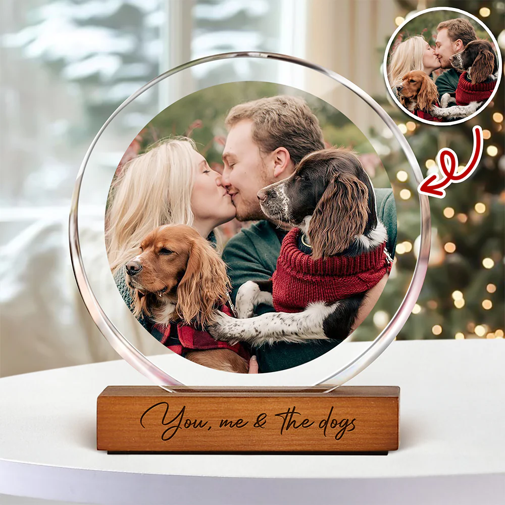 Custom Dog Cat Photo Round Acrylic Frame Block Christmas Gift HA75 892942 - Image 2