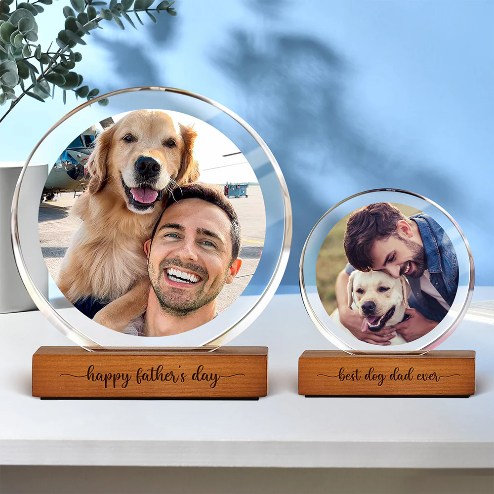 Custom Dog Cat Photo Round Acrylic Frame Block Father's Day Gift For Dad HA75 892438 - Image 4
