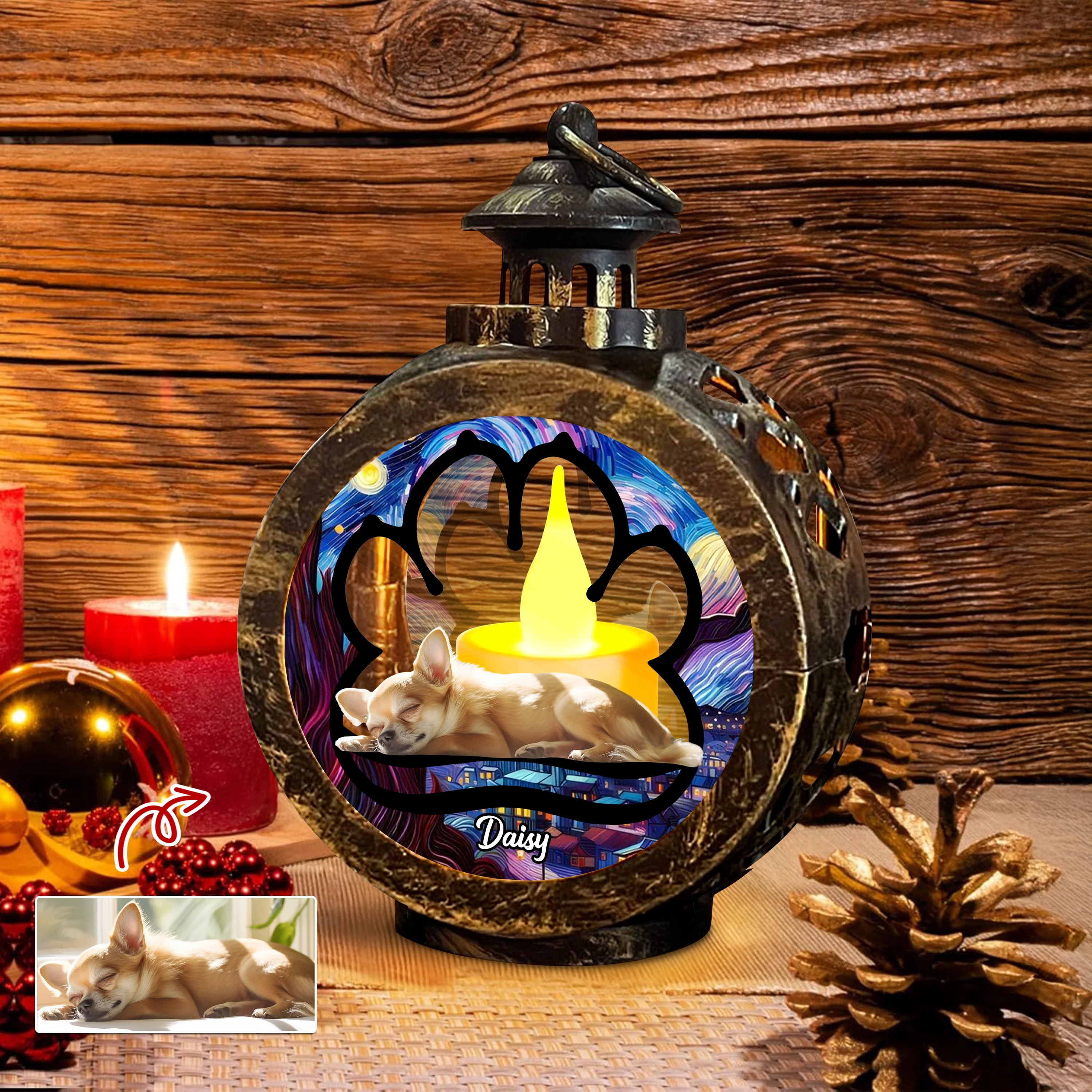 Custom Dog Photo Lay Here With Me Photo Christmas Lantern Ornament For Dog Lovers HA75 892918 - Image 4