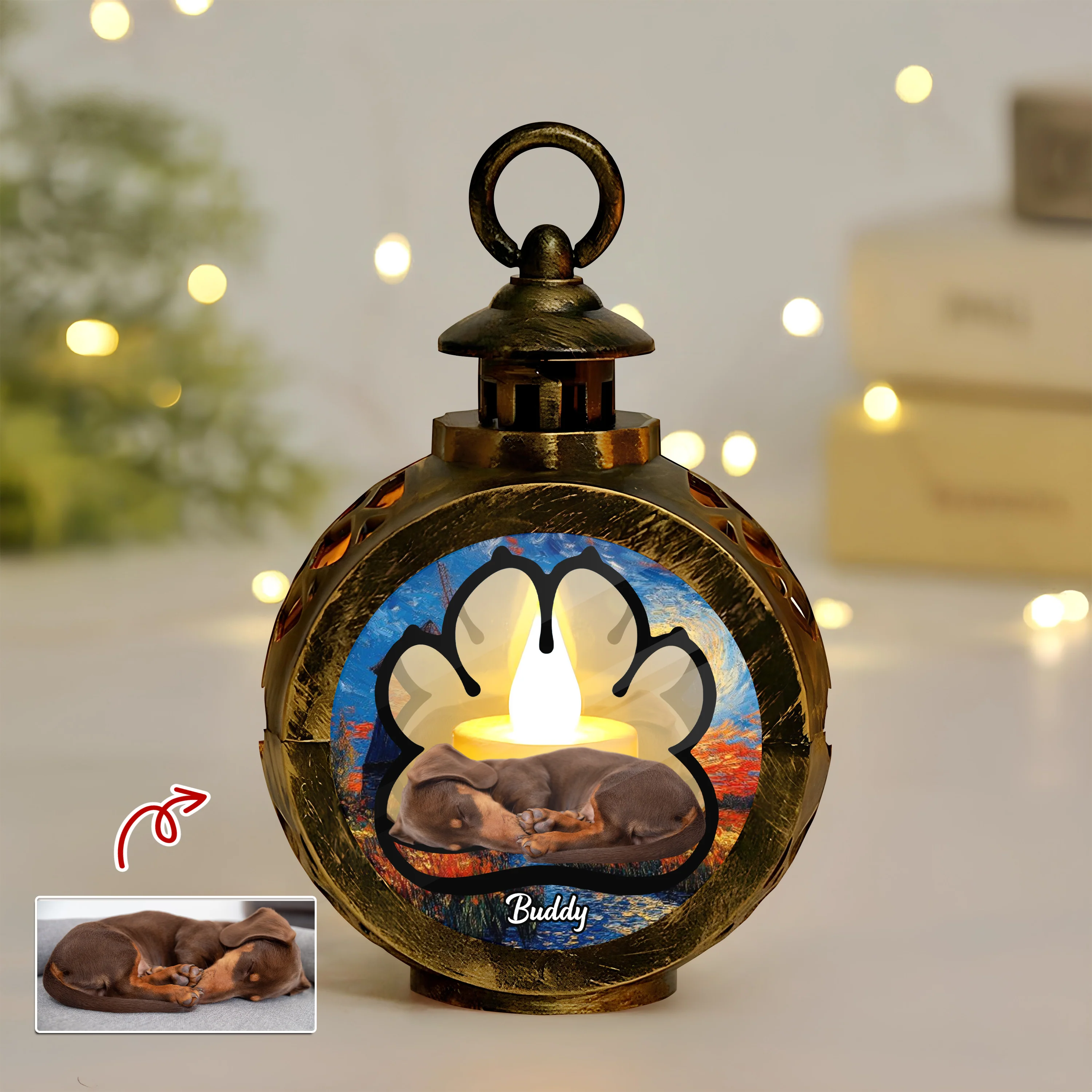 Custom Dog Photo Lay Here With Me Photo Christmas Lantern Ornament For Dog Lovers HA75 892918 - Image 5
