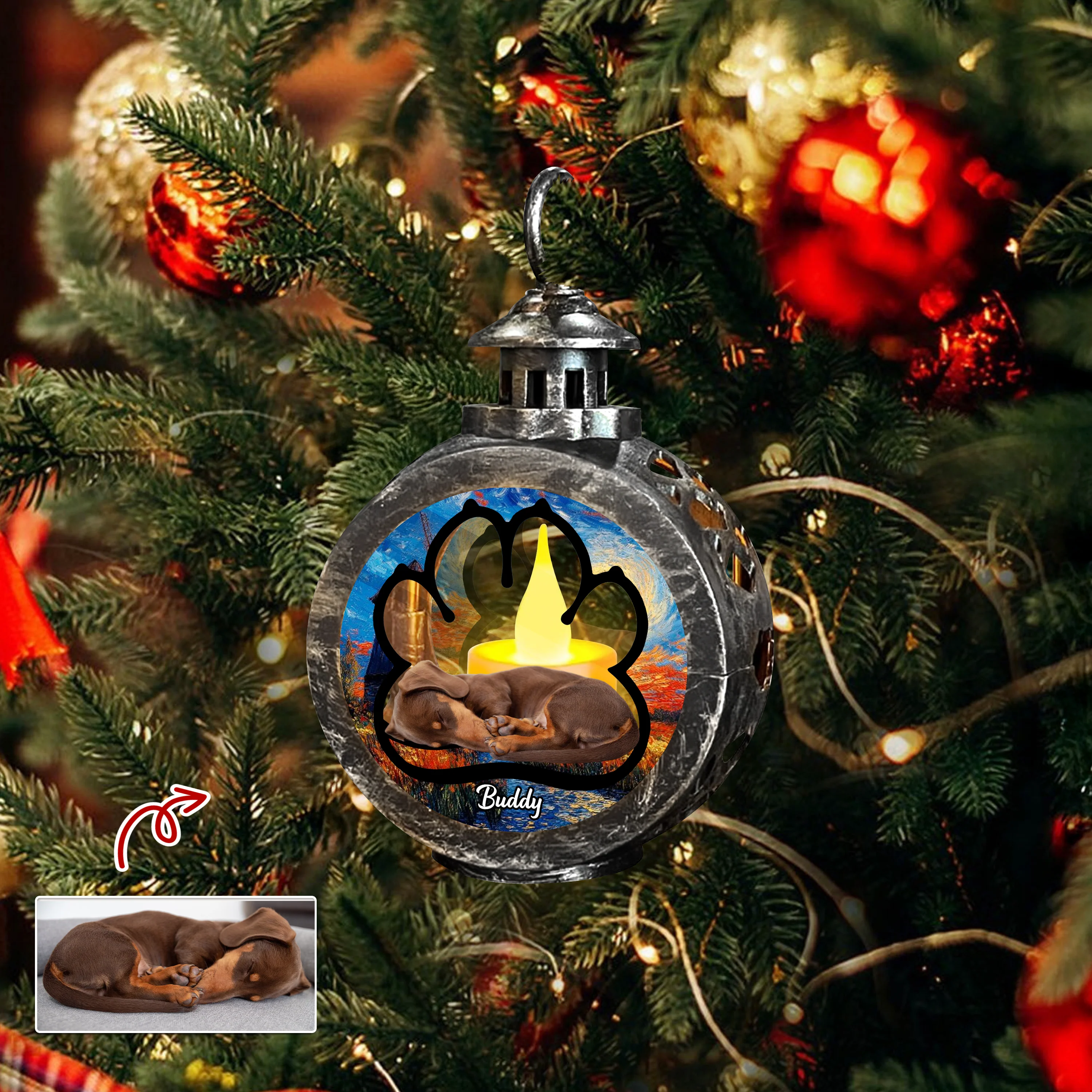 Custom Dog Photo Lay Here With Me Photo Christmas Lantern Ornament For Dog Lovers HA75 892918 - Image 8