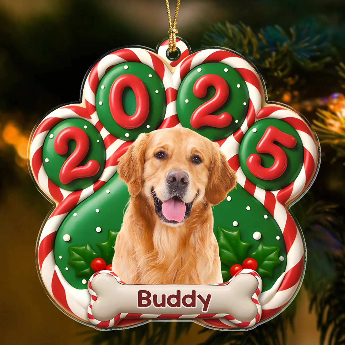 Custom Dog Photo Paw Christmas Acrylic Ornament For Dog Lovers HA75 897948 - Image 5
