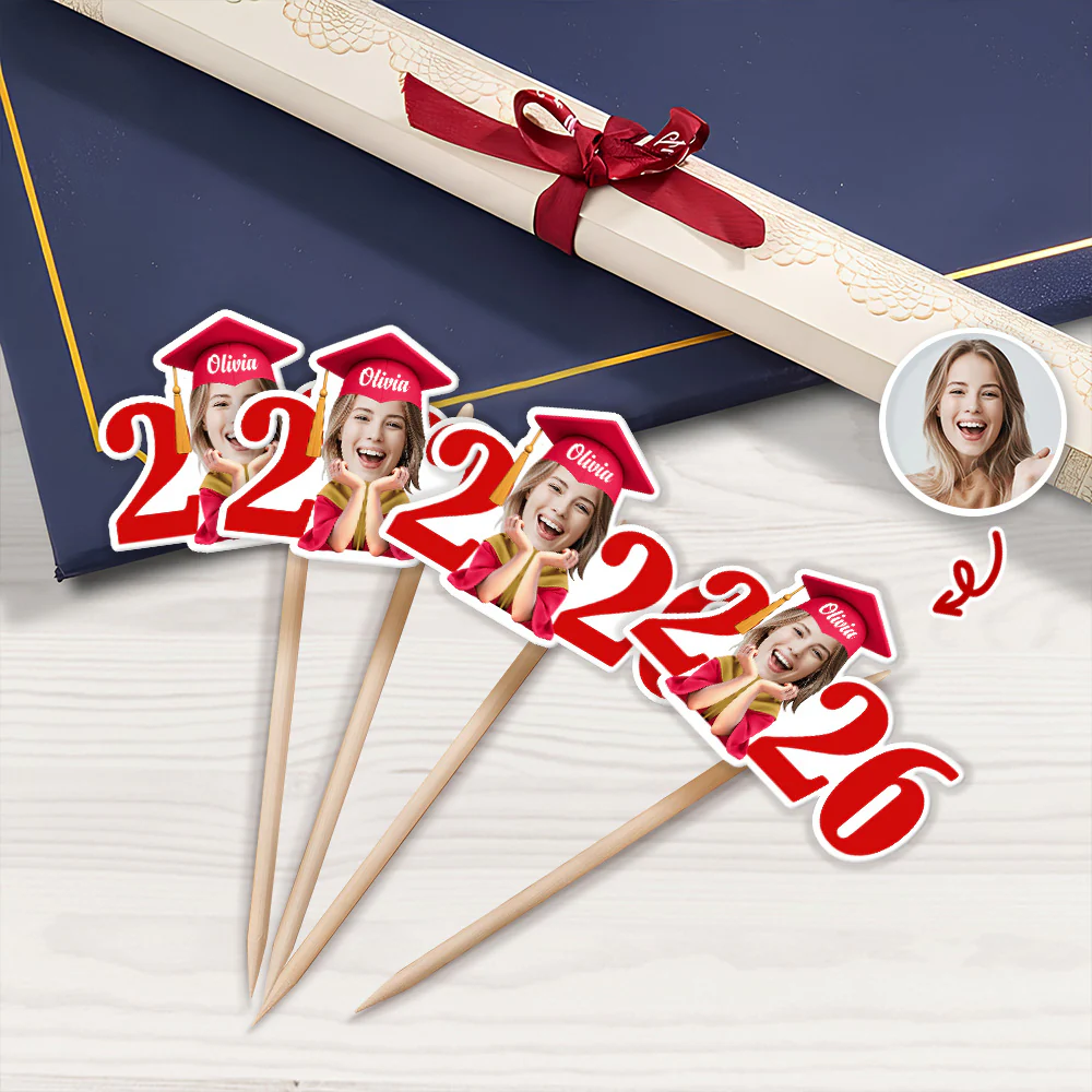 Custom Face Class of 2026 Graduation Cupcake Toppers HA75 920338 - Image 2