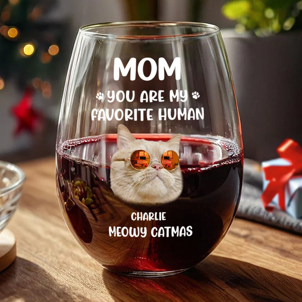 Custom Face Dog Cat - Mom, You’re My Favorite Human Wine Glass HA75 892944 - Image 10