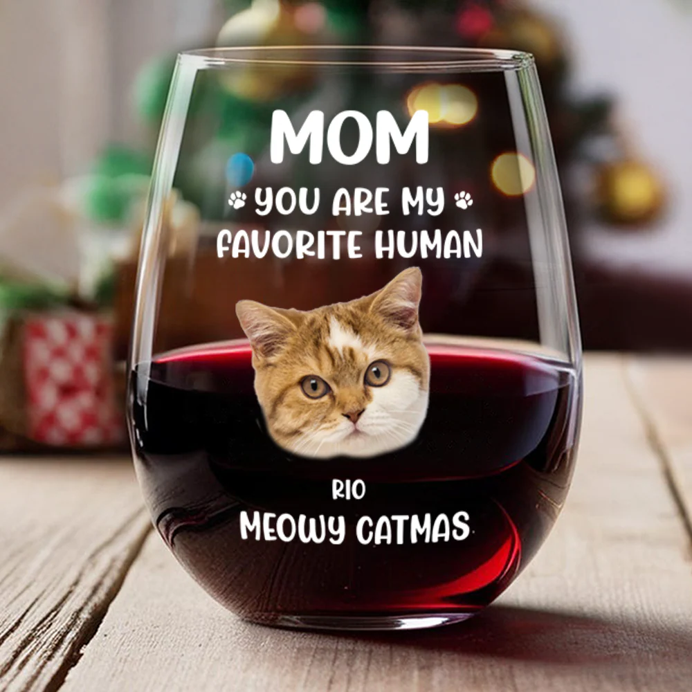 Custom Face Dog Cat - Mom, You’re My Favorite Human Wine Glass HA75 892944 - Image 11