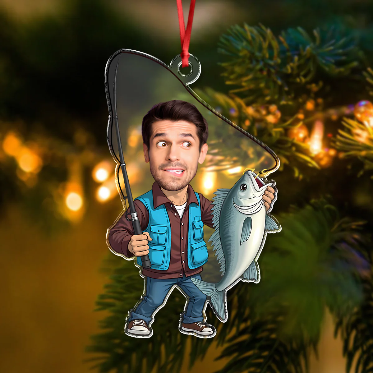 Custom Face Fisherman Fishing Acrylic Ornament Gift For Fishing Lovers HA75 897552 - Image 6