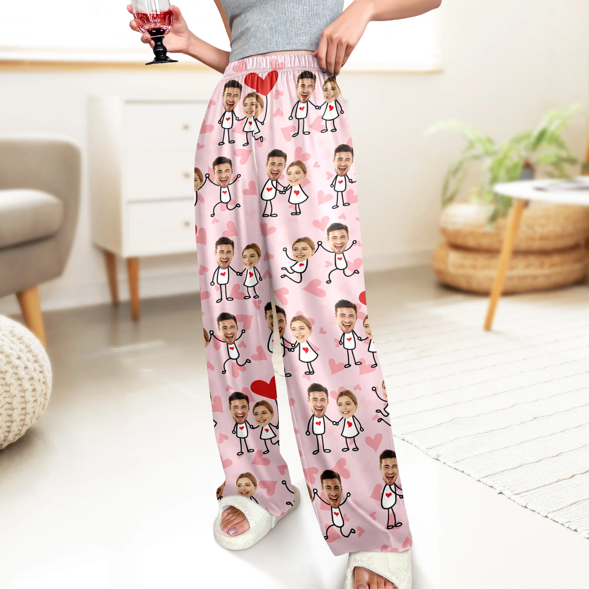 Custom Face Fun Couple Sweatpants Christmas Gift, Valentine Day's Gift HA75 898400 - Image 3