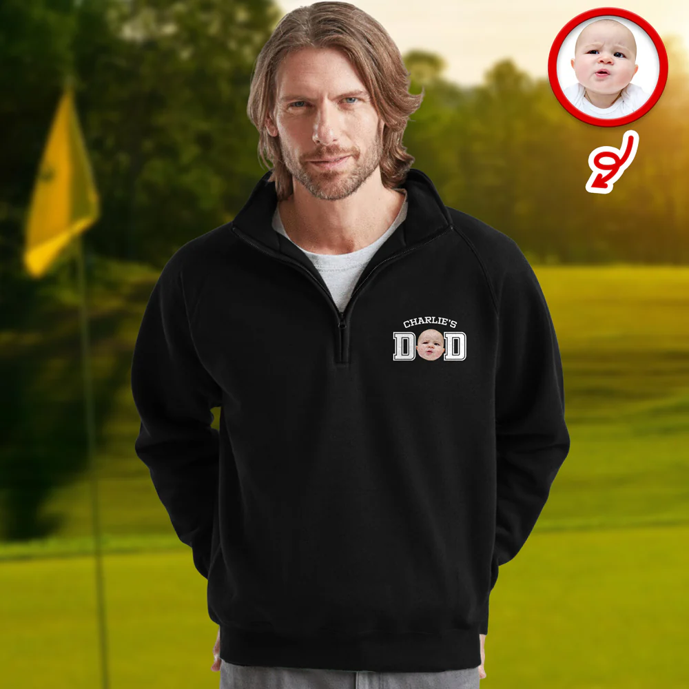 Custom Face Kid Dad Printed Quarter Zip Sweater Family Gift HA75 898606 - Image 3