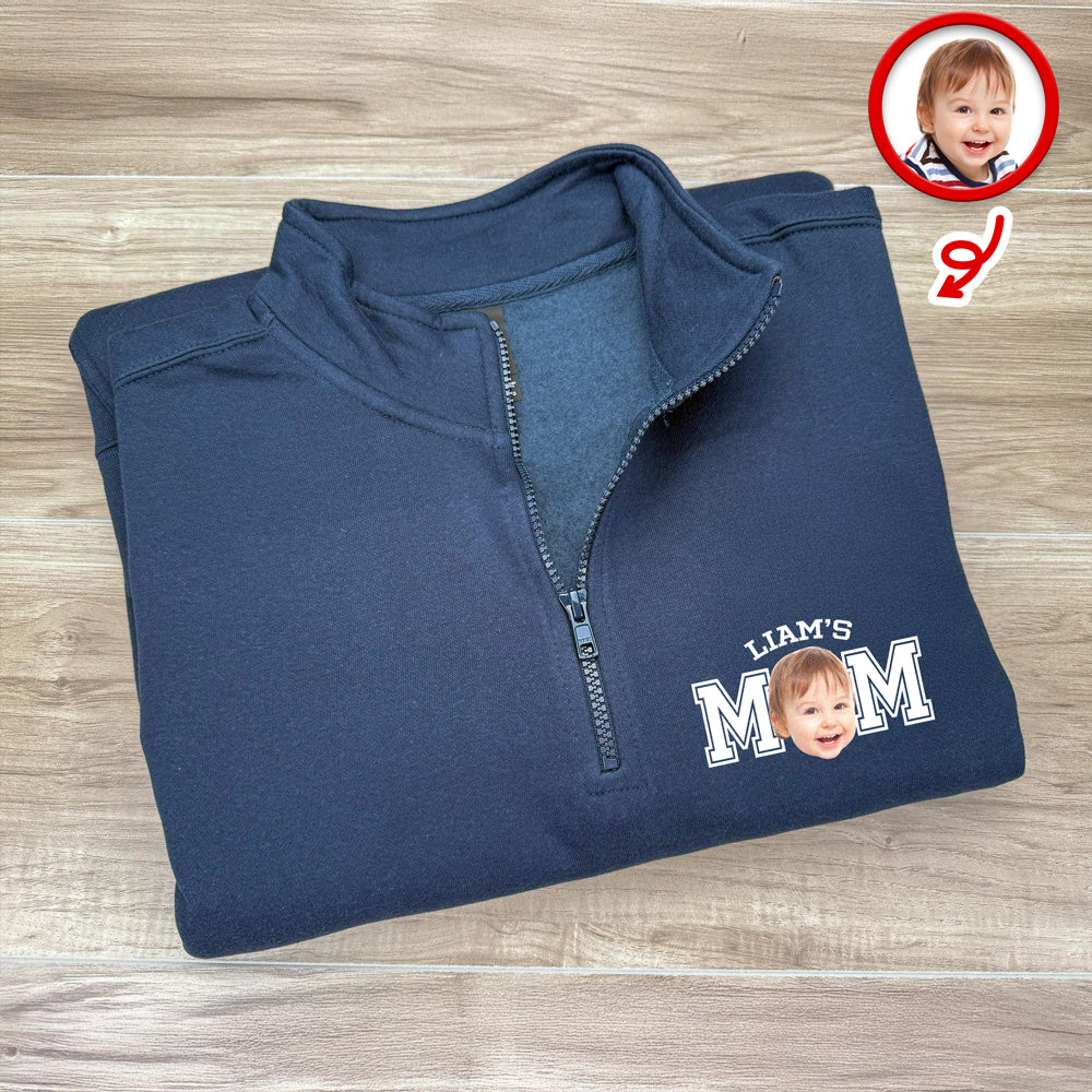 Custom Face Kid Dad Printed Quarter Zip Sweater Family Gift HA75 898606 - Image 6
