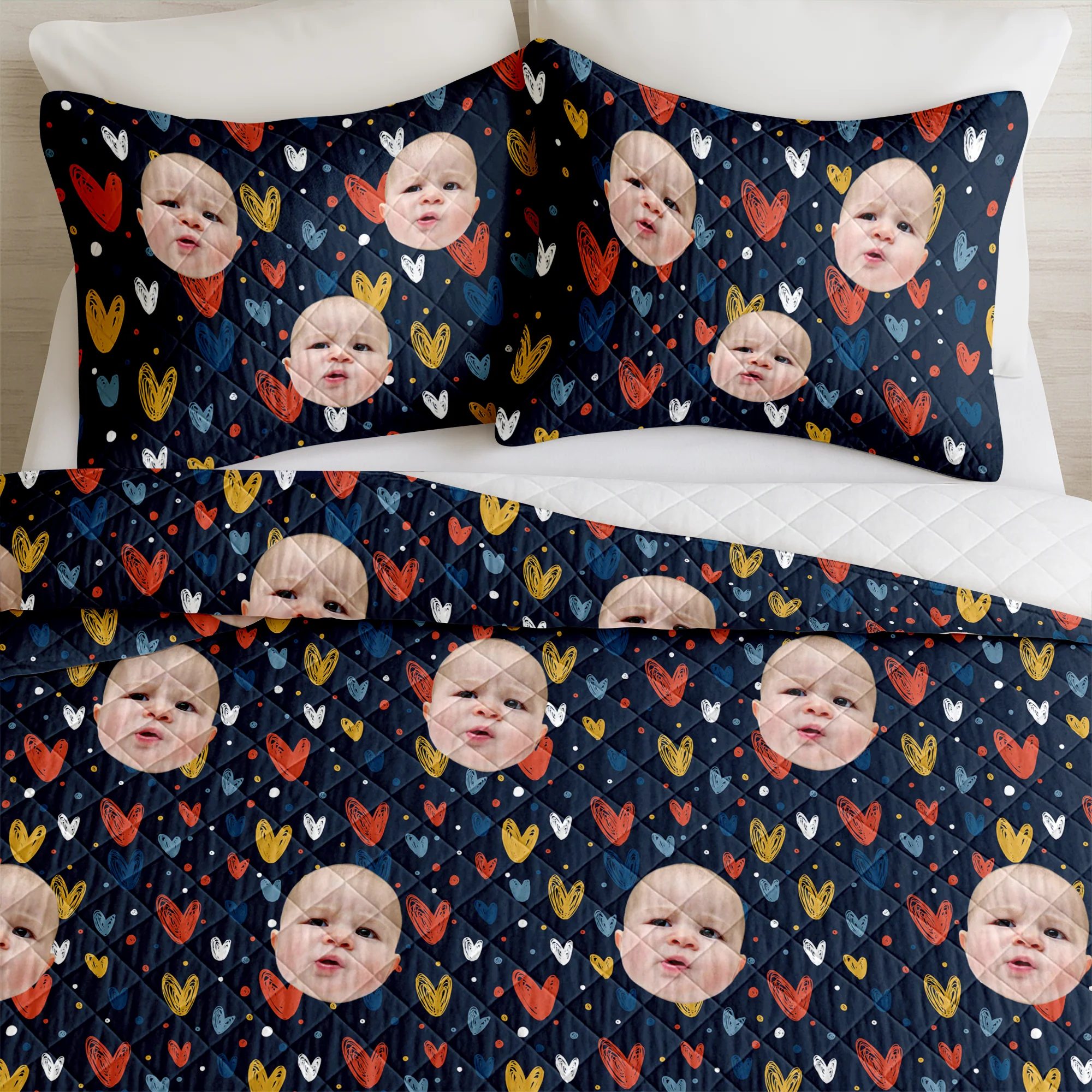 Custom Face Kid Family Quilt Bedding Set Family Gift HA75 898226 - Image 2