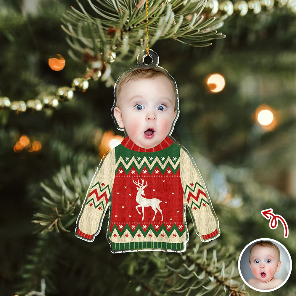 Custom Face Kid Funny Kid Ugly Sweater Acrylic Ornament For Christmas HA75 897844 - Image 9