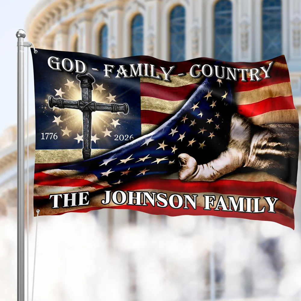 Custom Family Name 250 Years of Blessing 1776 - 2026 Banner House Flag HA75 920378 - Image 2
