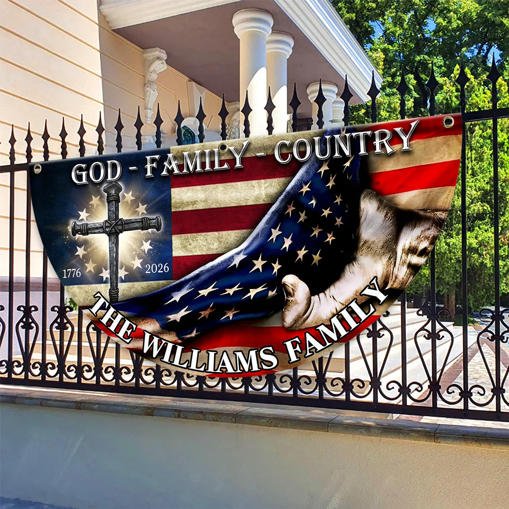 Custom Family Name 250 Years of Blessing 1776 - 2026 Non-Pleated Fan Flag HA75 920376 - Image 2