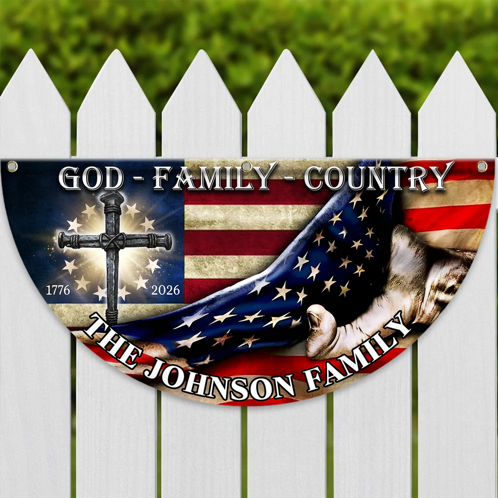 Custom Family Name 250 Years of Blessing 1776 - 2026 Non-Pleated Fan Flag HA75 920376 - Image 4