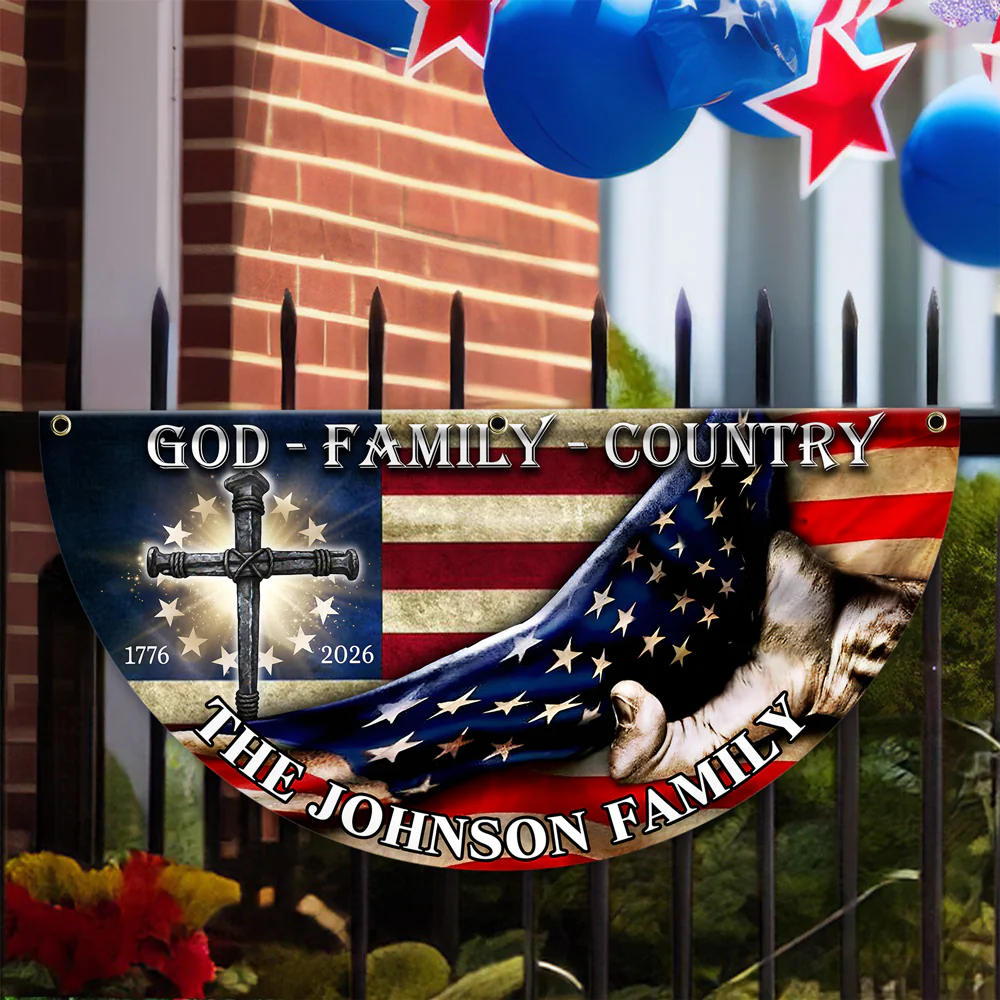 Custom Family Name 250 Years of Blessing 1776 - 2026 Non-Pleated Fan Flag HA75 920376 - Image 5