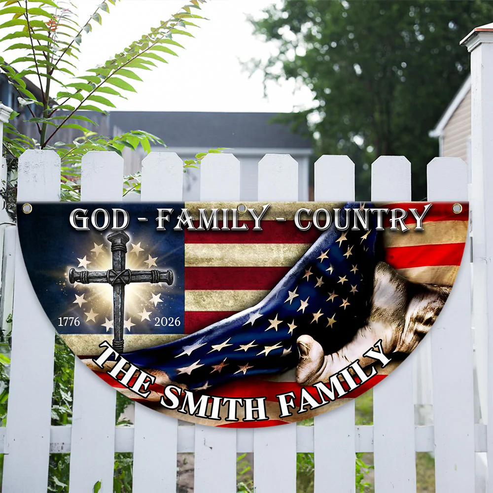 Custom Family Name 250 Years of Blessing 1776 - 2026 Non-Pleated Fan Flag HA75 920376 - Image 6