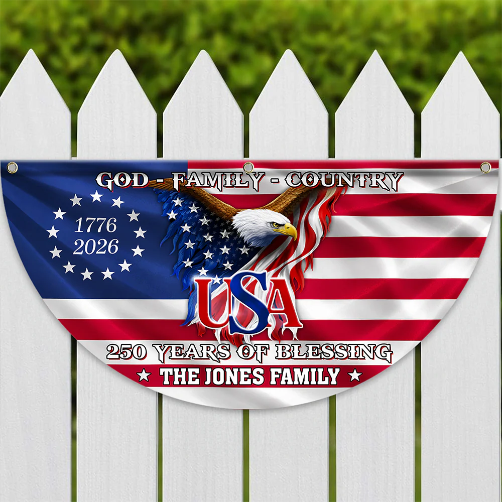 Custom Family Name 250 Years of Blessing 1776 2026 USA Patriotic Non-Pleated Fan Flag HA75 920750 - Image 3
