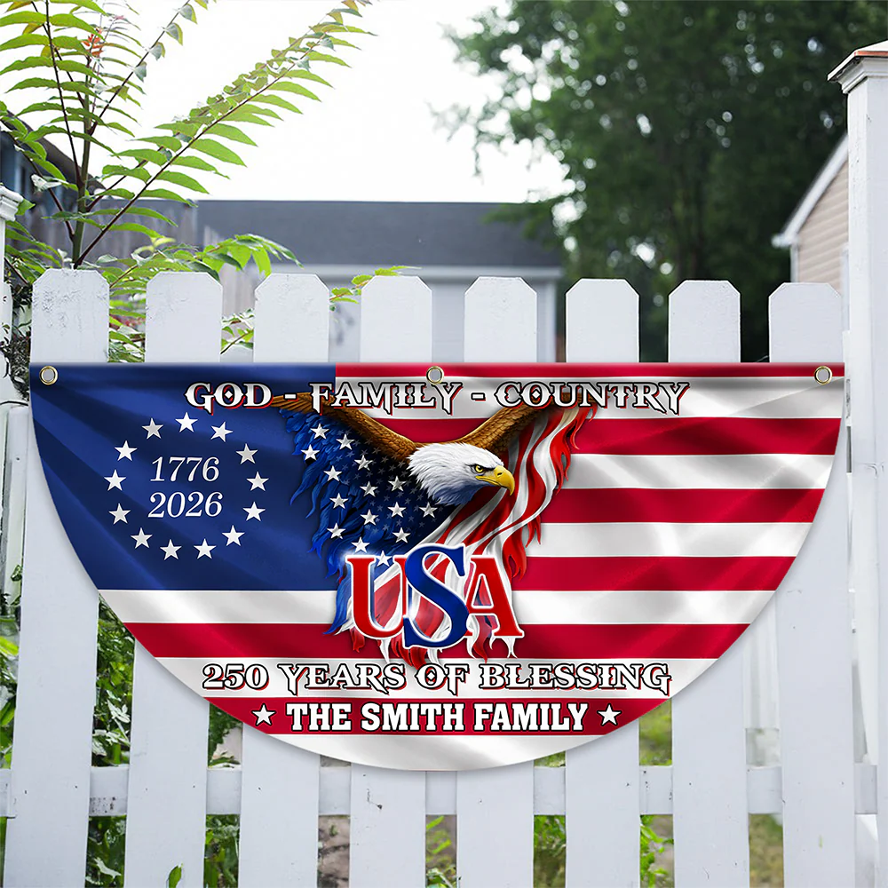 Custom Family Name 250 Years of Blessing 1776 2026 USA Patriotic Non-Pleated Fan Flag HA75 920750 - Image 4