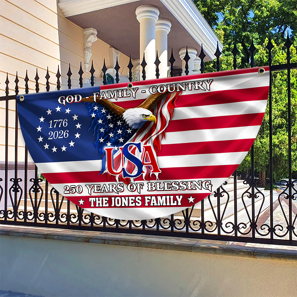 Custom Family Name 250 Years of Blessing 1776 2026 USA Patriotic Non-Pleated Fan Flag HA75 920750 - Image 5