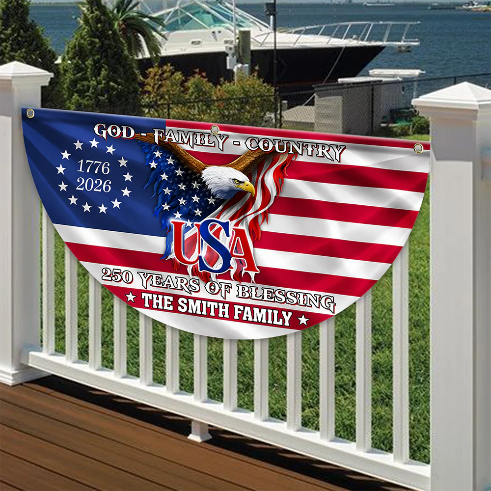 Custom Family Name 250 Years of Blessing 1776 2026 USA Patriotic Non-Pleated Fan Flag HA75 920750 - Image 6