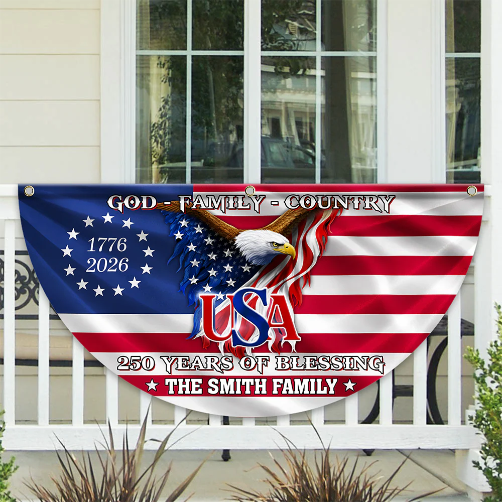 Custom Family Name 250 Years of Blessing 1776 2026 USA Patriotic Non-Pleated Fan Flag HA75 920750 - Image 7