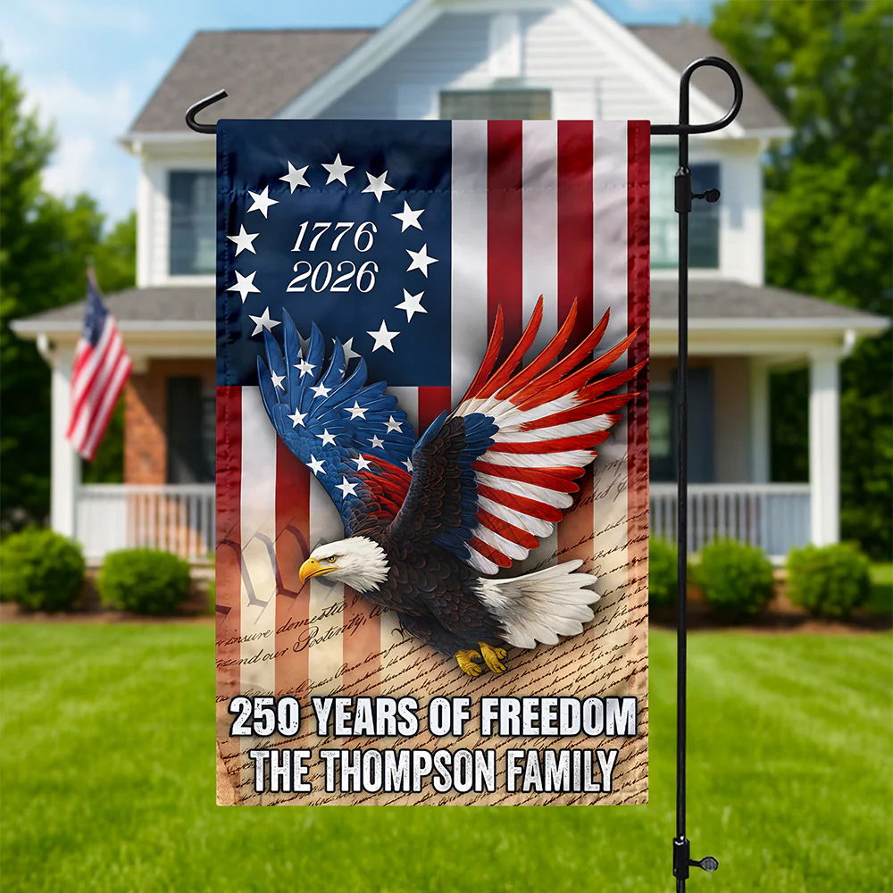 Custom Family Name 250 Years of Freedom 1776-2026 Patriotic Eagle Garden Flag HA75 920372 - Image 3