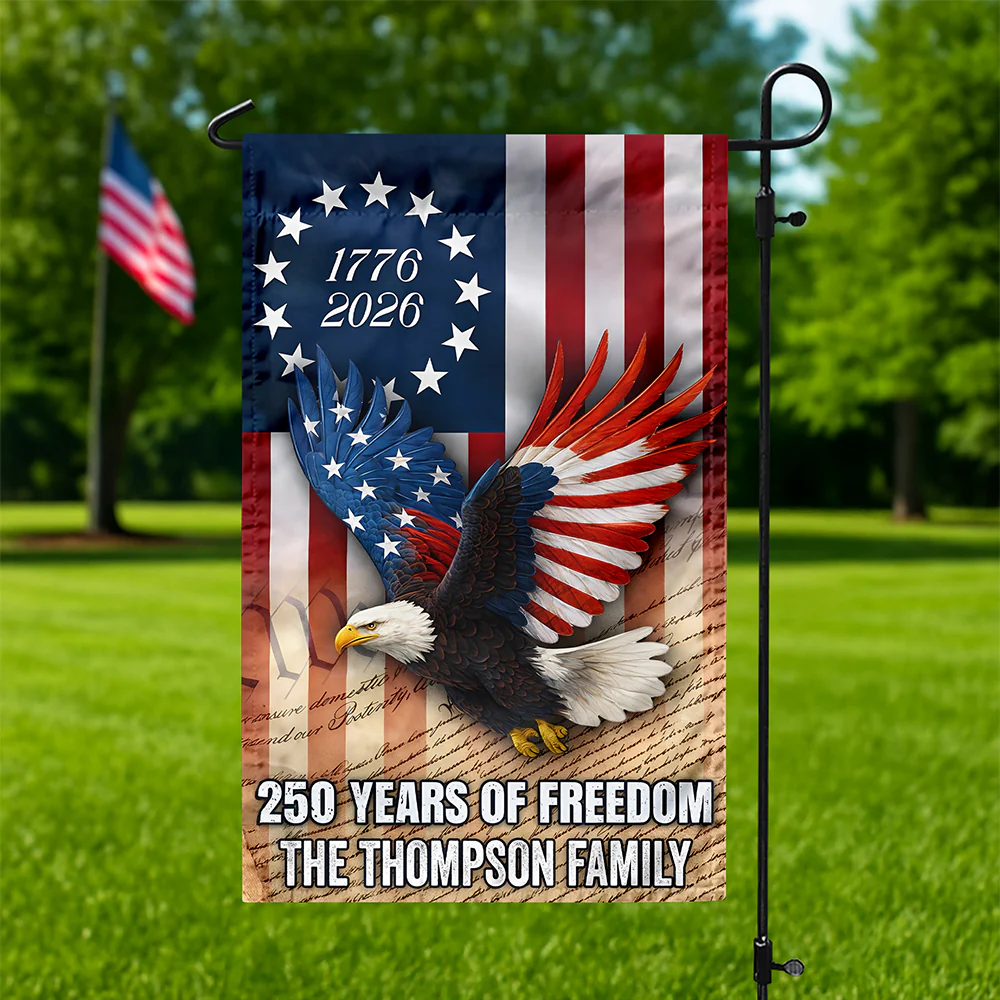 Custom Family Name 250 Years of Freedom 1776-2026 Patriotic Eagle Garden Flag HA75 920372 - Image 4