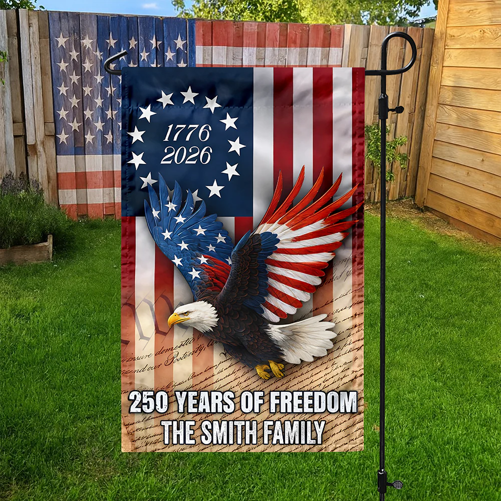 Custom Family Name 250 Years of Freedom 1776-2026 Patriotic Eagle Garden Flag HA75 920372 - Image 6