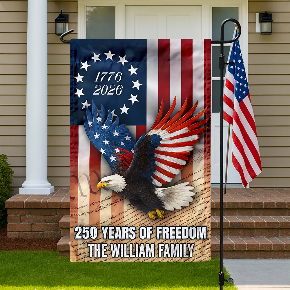Custom Family Name 250 Years of Freedom 1776-2026 Patriotic Eagle Garden Flag HA75 920372 - Image 7